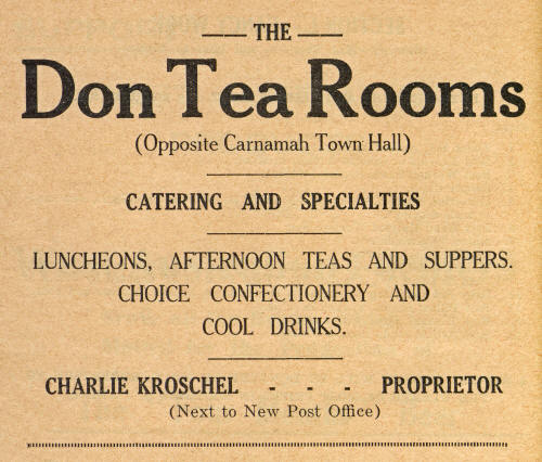 Advertisement for The Don Tea Rooms