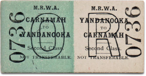 Midland Railway train ticket from Carnamah to Yandanooka