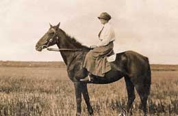 Mrs Violet N. Johnson on horseback