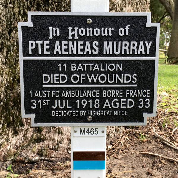Aeneas Murray plaque at Kings Park