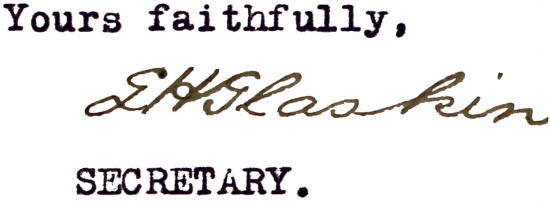 Signiature of Gilbert Henry Glaskin