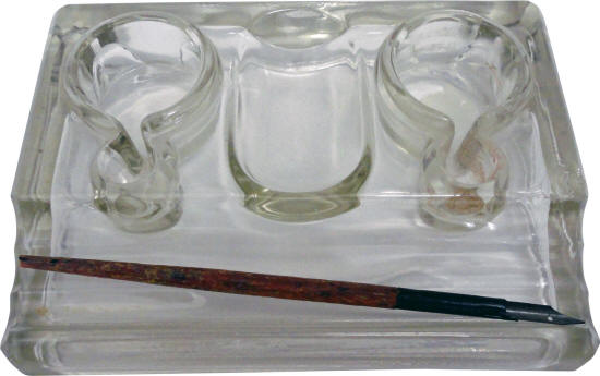 Glass Inkwell and Nib Pen
