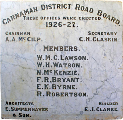 Plaque from the Offices of the Carnamah District Road Board