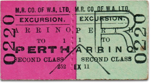 MRWA excursion ticket Arrino to Perth