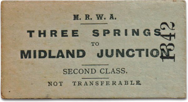 MRWA ticket Three Springs to Midland Junction