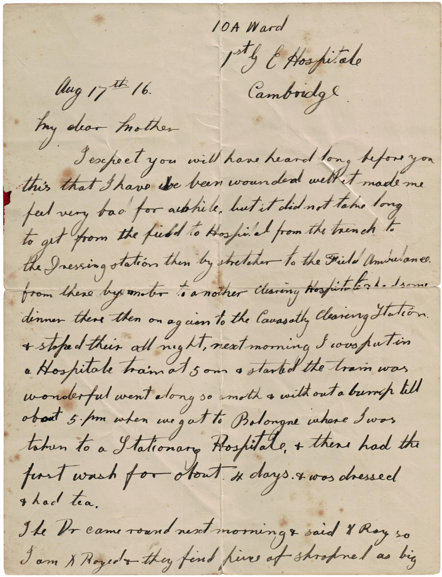 First World War letter from Roger Clark
